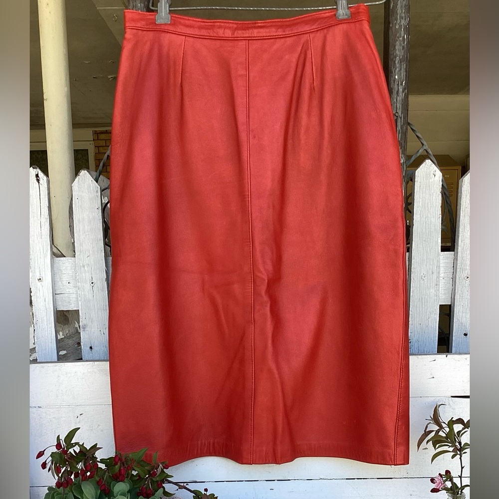 Vintage Leather Red Skirt. Size 11/12